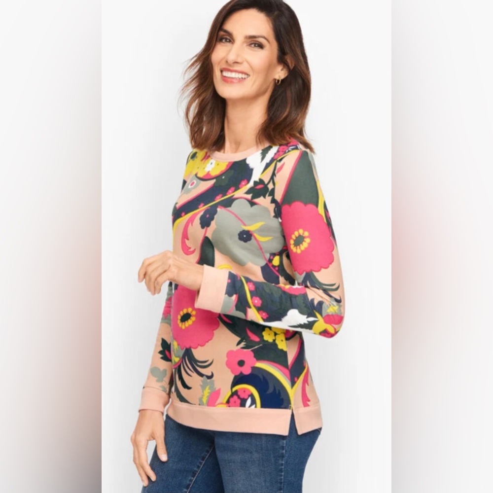 NWT Talbots Vibrant Paisley Crewneck - Picture 3 of 16